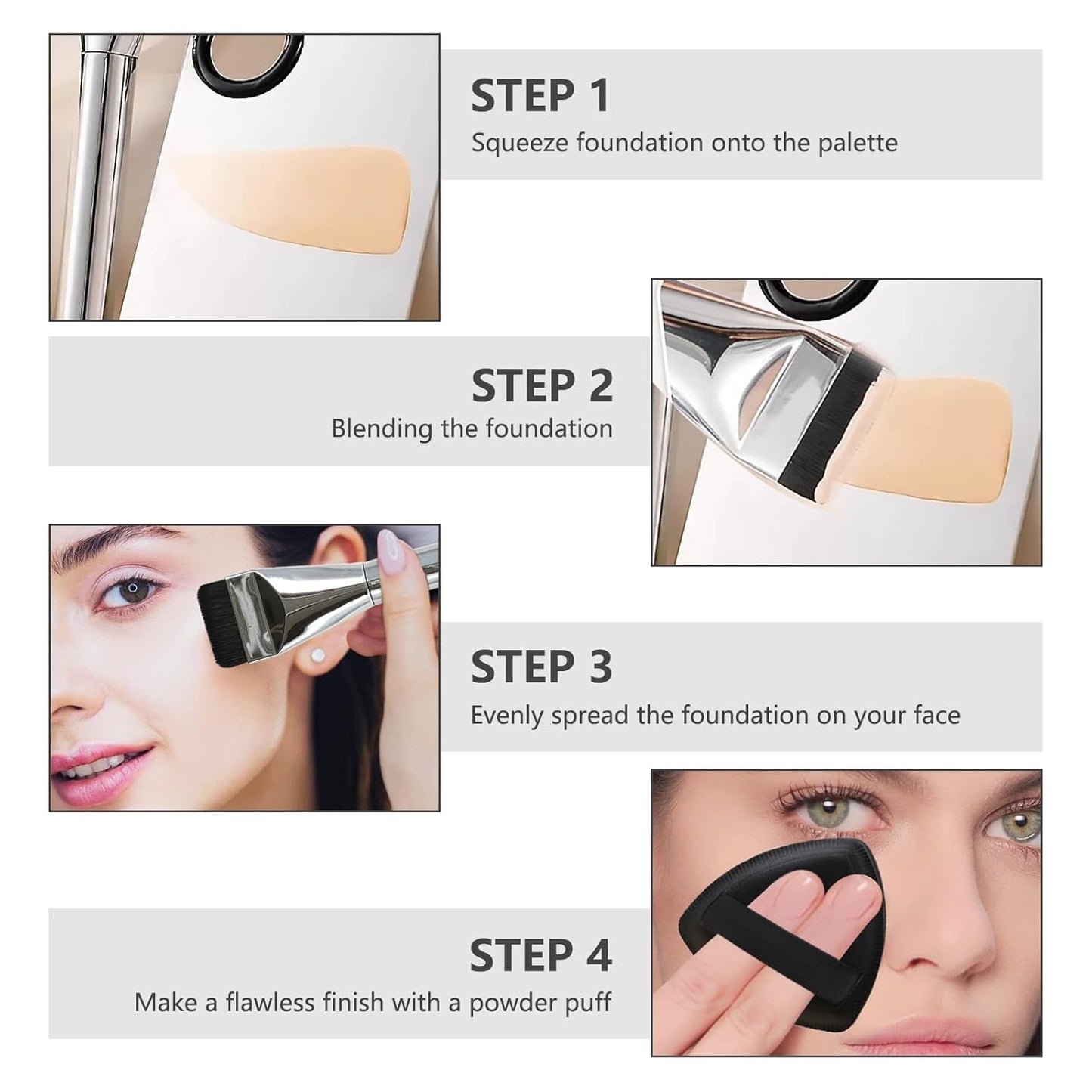 Make Up Spatula Tool Including Makeup Mixing Palette, Spatula Brush, Powder Puff, Color Stick, Makeup Accessories Set for Mixing and Save Cosmetics