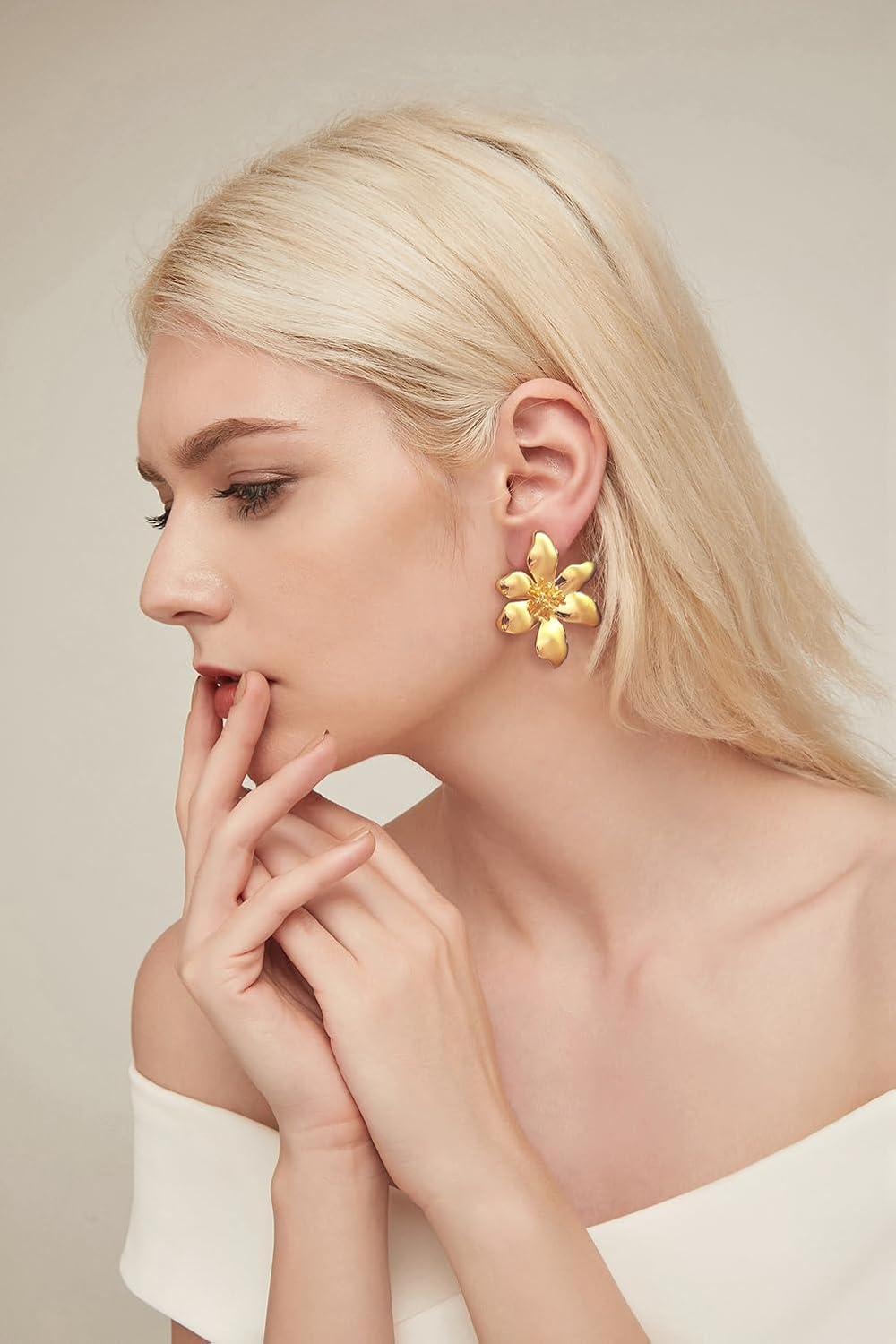 CLASSYZINT Gold/White/Red/Black Flower Stud Earrings For Women