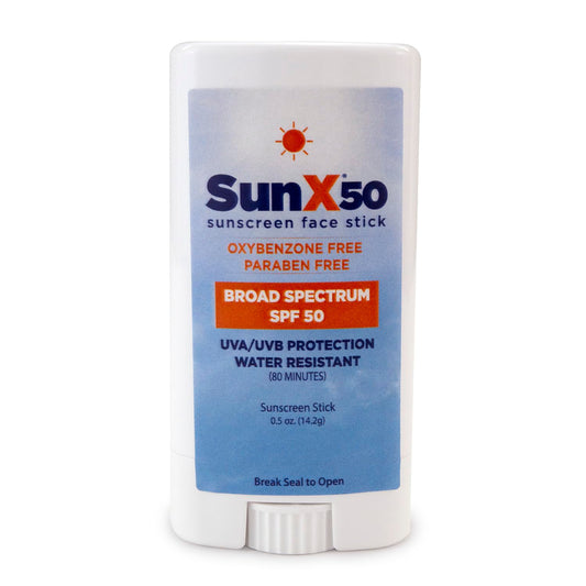 CoreTex Sun X 50 SPF Broad Spectrum Sunscreen Face Stick - 0.5oz Travel Size Stick of Paraben, Oxybenzone, Octinoxate, & Oil Free Sunscreen - No White Cast, Water & Sweat Resistant Up to 80 Minutes