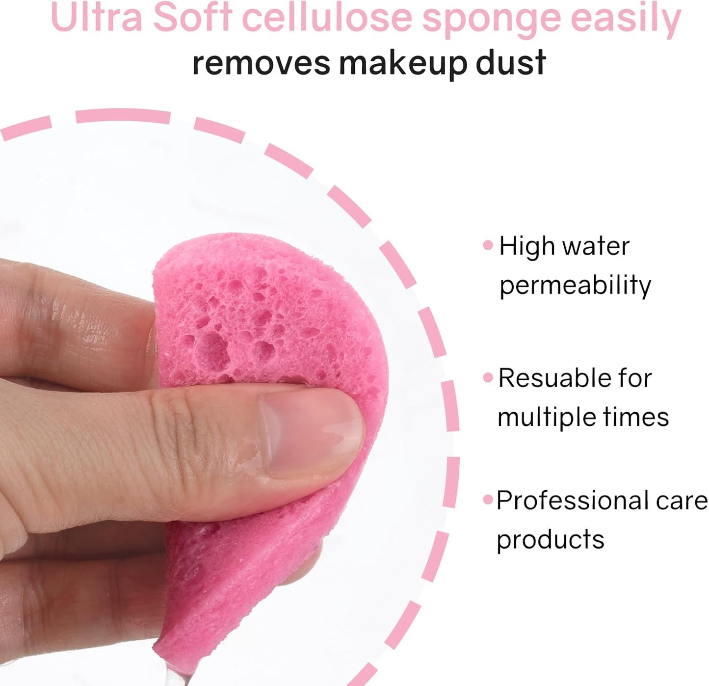 50-Count Heart Shape Compressed Facial Sponges,100% Natural Cellulose Face Sponge Spa Sponges for Removing Dead Skin, Dirt and Makeup(Pink)