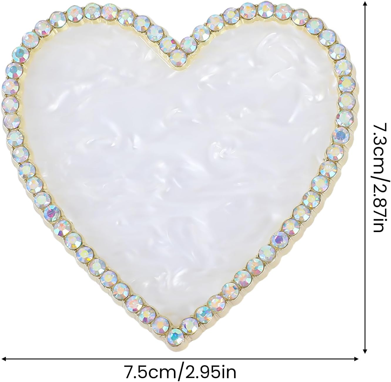Sibba Resin Nail Art Palette, Golden Edge Nail Mixing Palette with Diamond, Polish Color Mixing Plate, Nail Holder Display Board, Heart Shape Cosmetic Mixing Tools for Women and Girls(White)