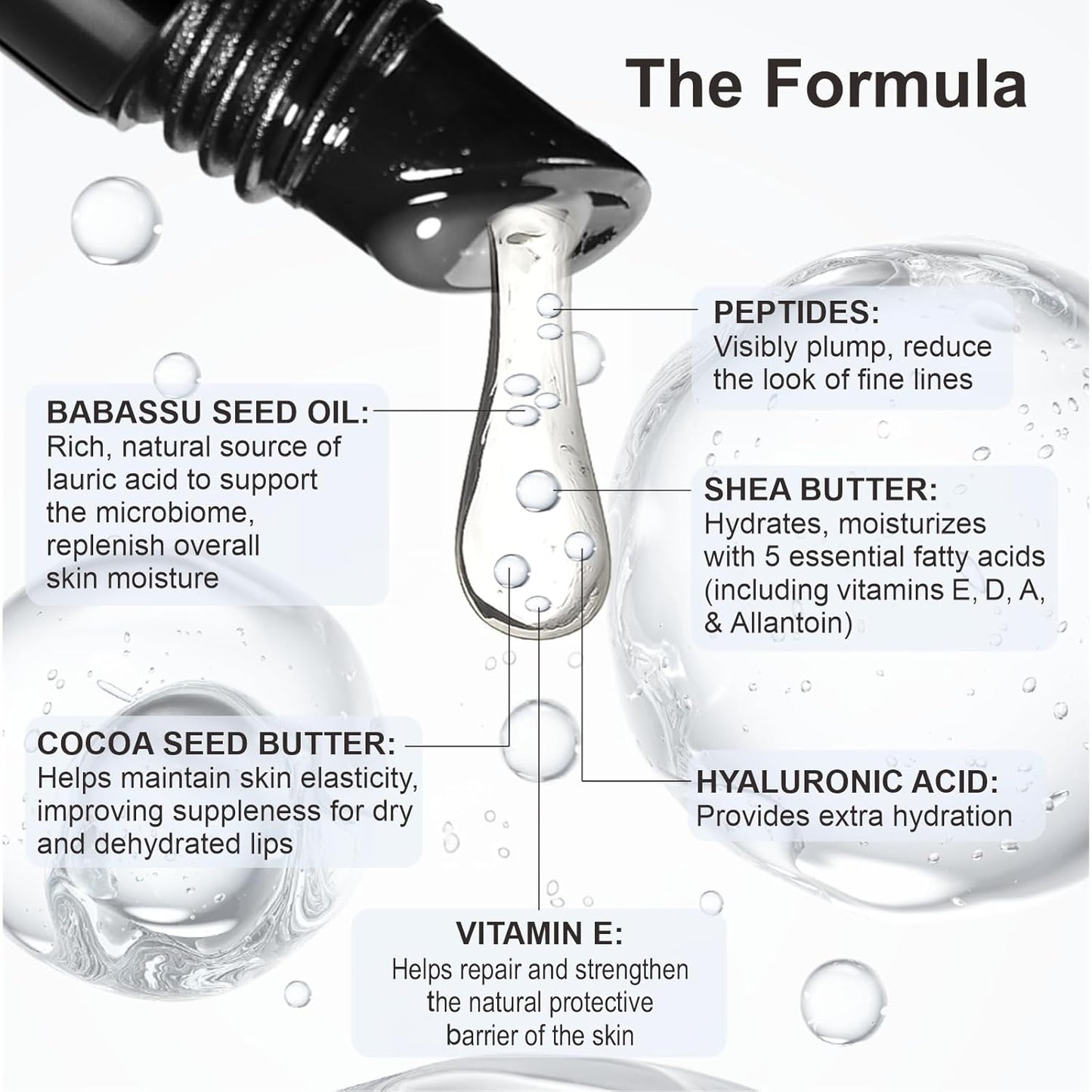 Deep Hydrating Lip Butter Balm | Plump & Nourish with Shea Butter, Vitamin E, Peptides & Hyaluronic Acid | Vegan, Non-Sticky, Anti-Aging Lip Treatment Care | 2-Pack (Clear-Unscented)