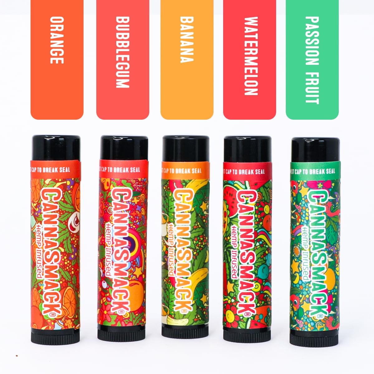 CannaSmack Vegan Hemp Lip Balm - 5 Flavors Included - Soothe, Moisturize, Hydrate, Protect, & Nourish Dry Chapped or Irritated Lips - Made with Hemp Seed Oil, Natural, & Botanical Ingredients