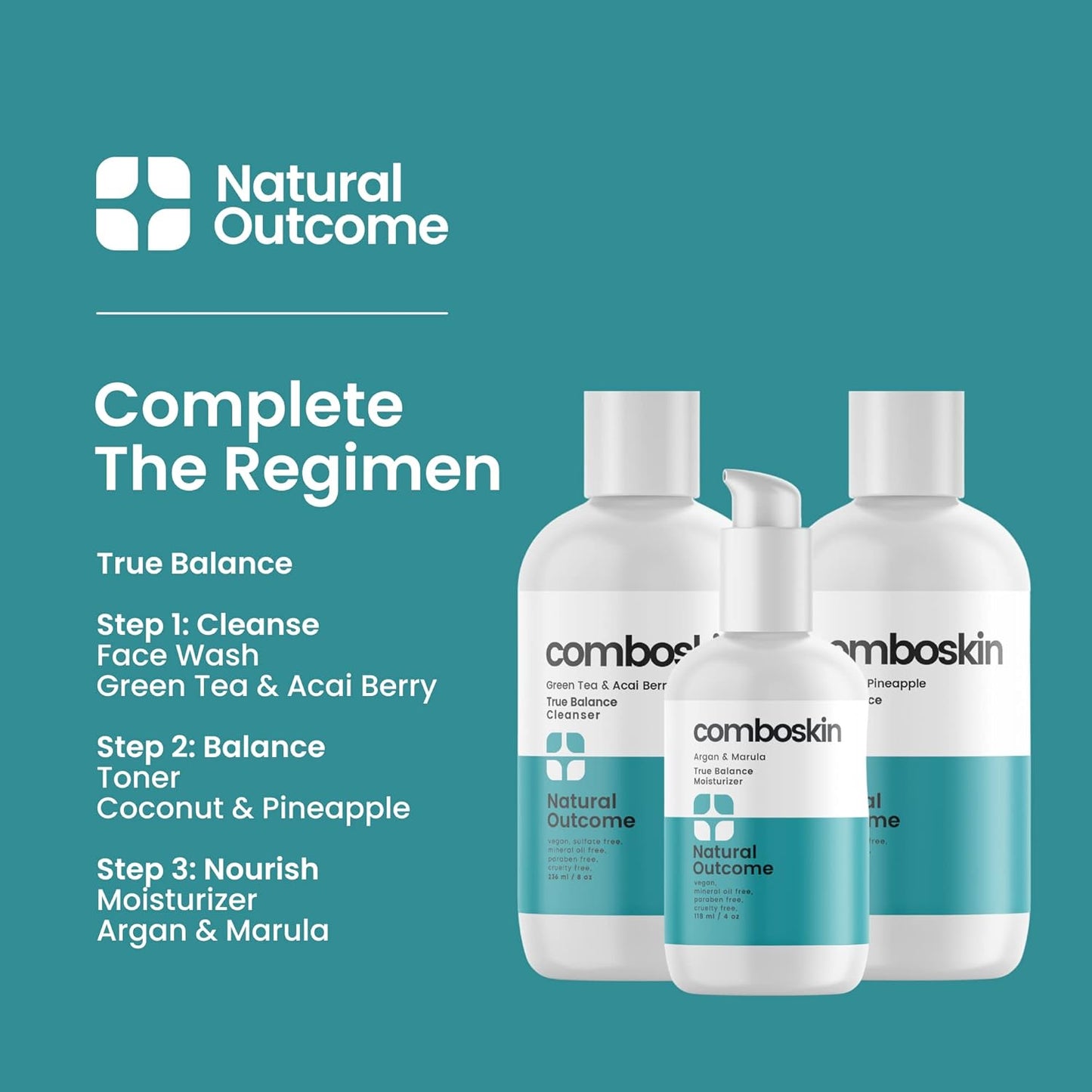 Combination Skin Facial Moisturizer Cream | True Balance Daily Facial Moisturizing Lotion with Argan & Marula Oil | 4 oz