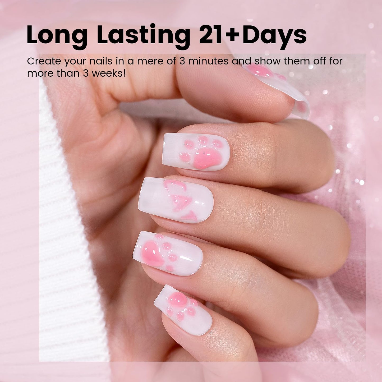 RARJSM 3D Nail Art Sculpture Gel - Nude, Pink, Rhinestone Glue, DIY Drawing, Hard Nail Craving, Sculpting Gel, UV LED Curing