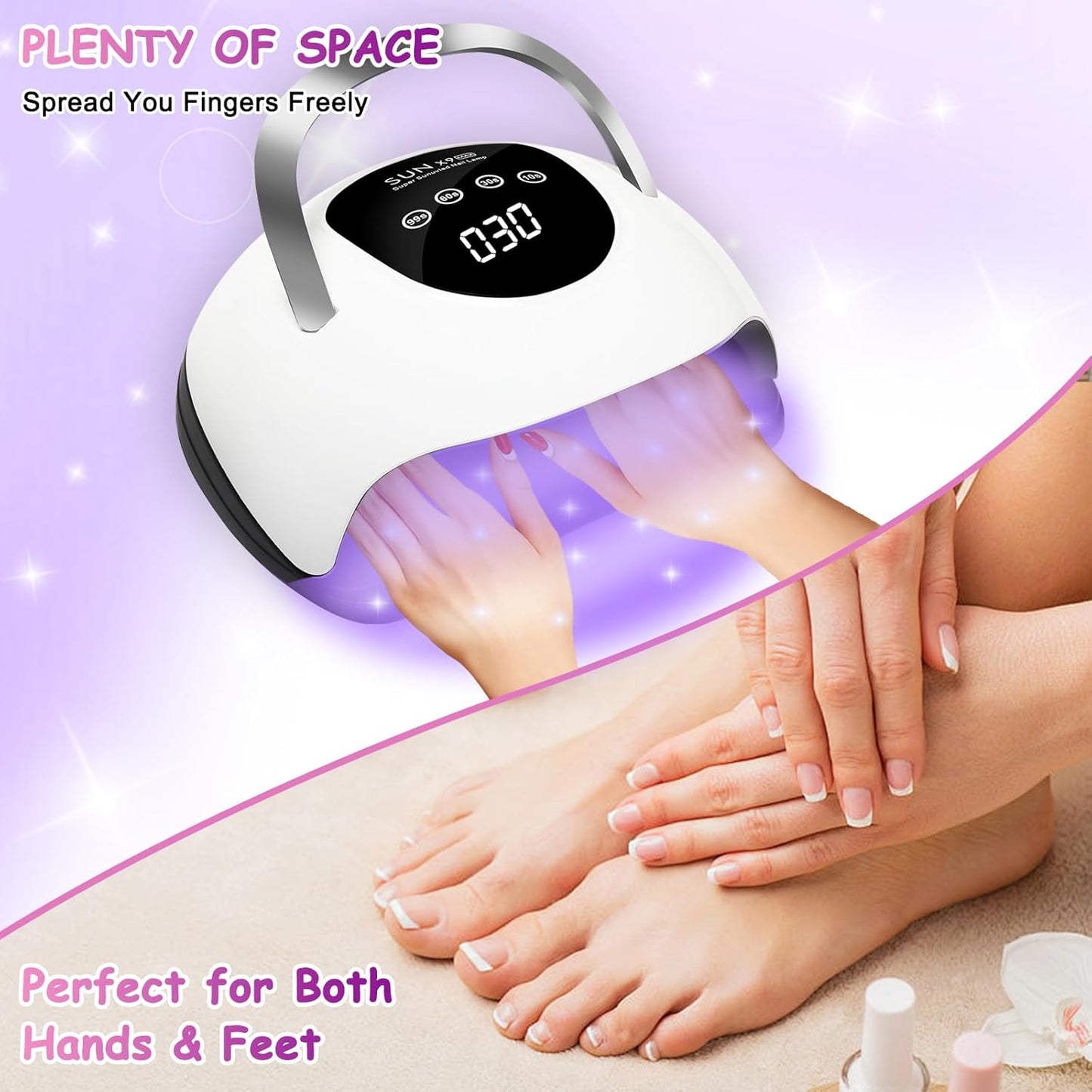 Professional 120W High-Power LED Nail Lamp with Auto Sensor,4 Timer Modes & Ergonomic Handle, Fast-Curing UV Gel Dryer for Home/Salon Use (Large Capacity Design)
