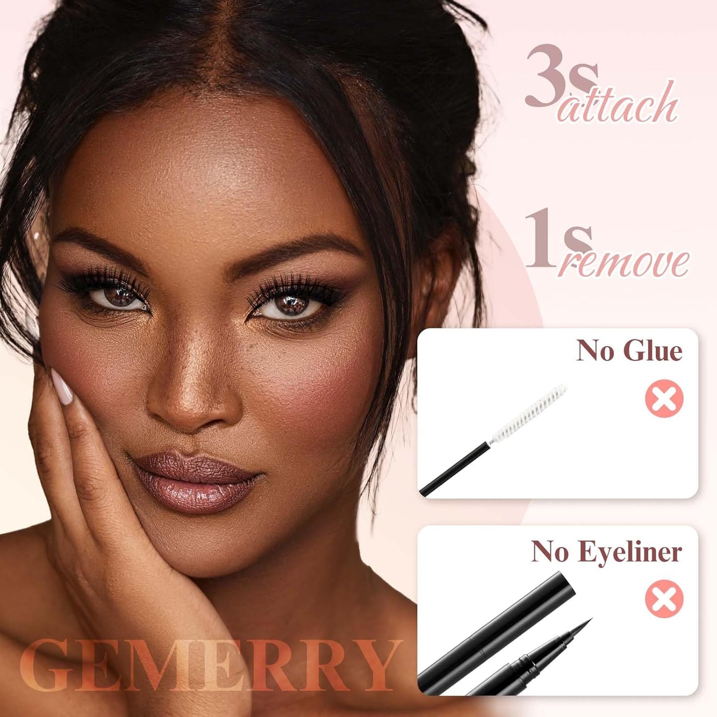 GEMERRY Magnetic Eyelashes with Applicator Magnetic Lashes Natural Look Reusable Soft Strip Lashes No Glue No Eyeliner Needed Lash Applicator Tool Kit Easy to Wear and Remove