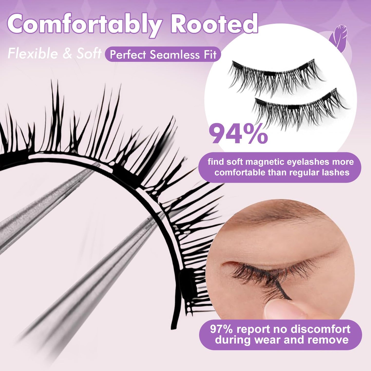 Elara Craft Magnetic Eyelashes with Applicator, Magnetic Eyelashes Natural Look,Reusable Magnet Lashes No Glue Needed Soft Lashes Kit(Simple+Fuller)