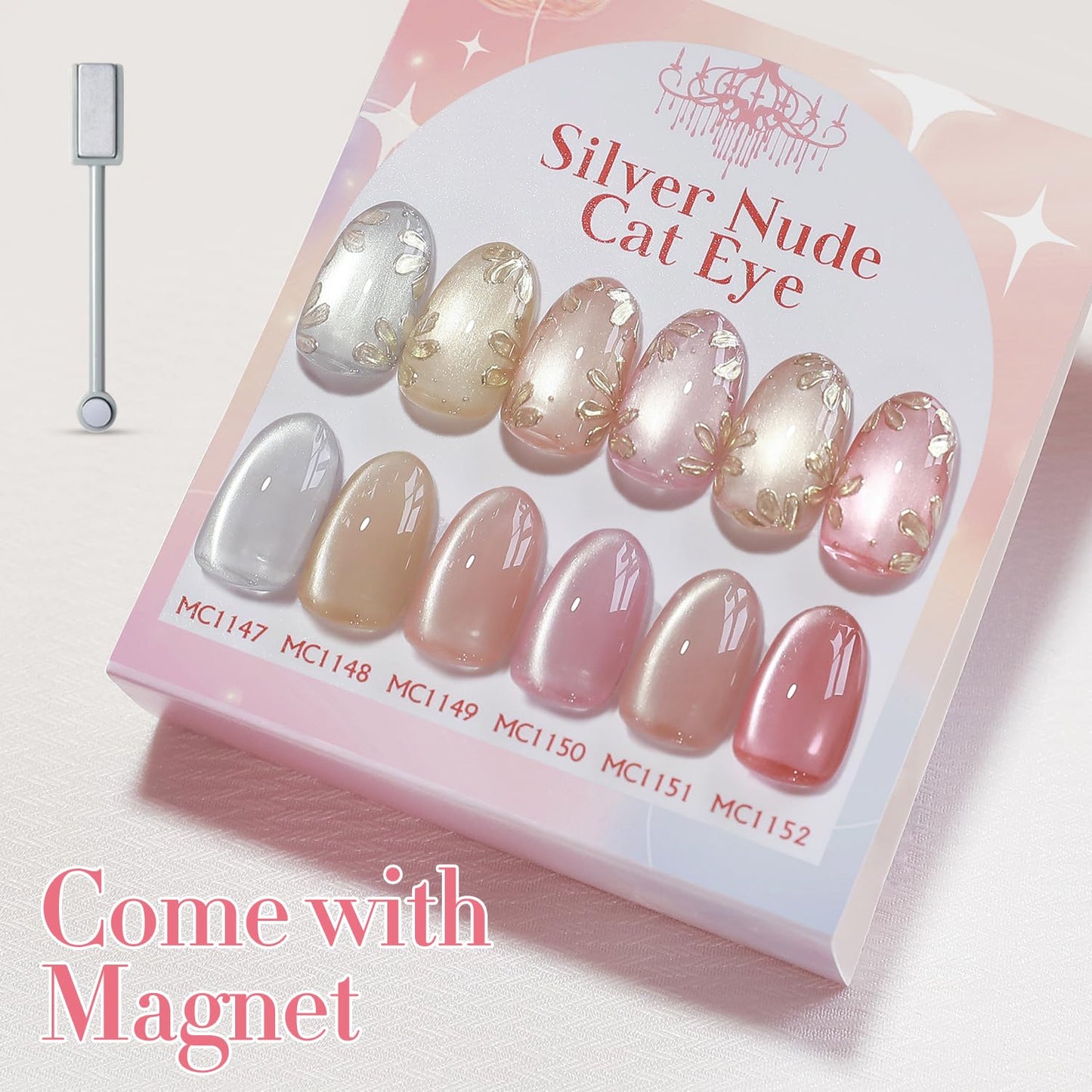 Double Rhythm 6 Colors Cat Eye Gel Polish Set Shimmer Glitter with Magnet Holographic Reflective Magnetic UV Nail Art Kit (6-Kit-46)