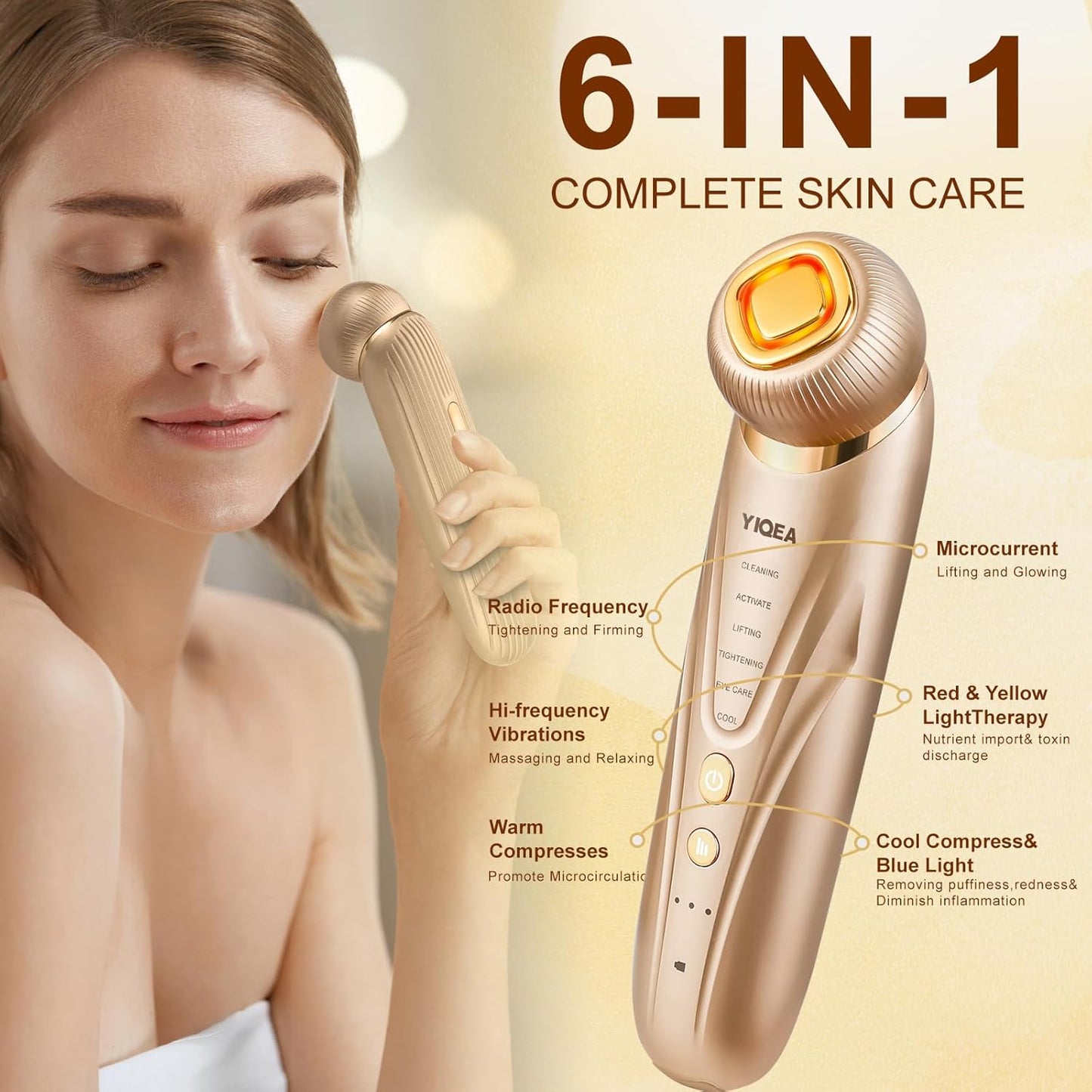 Microcurrent Facial Device,Radio Frequency Skin Tightening Face Machine Treatment of Facial Wrinkles and mild to Moderate inflammatory