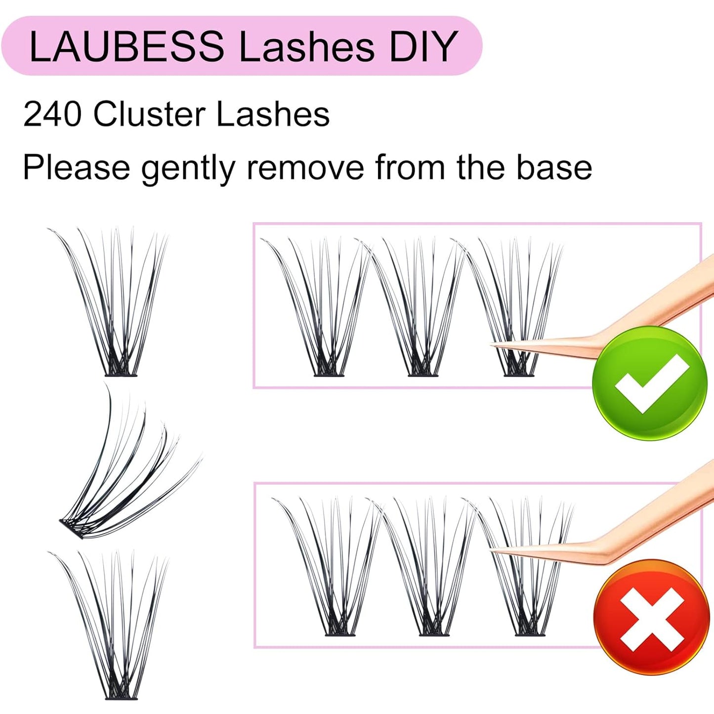 Eyelash Clusters LAUBESS Lash Clusters Individual Lashes Cluster Eyelash Extensions DIY at Home Waterproof Cluster Lashes (20D-0.07D-13)