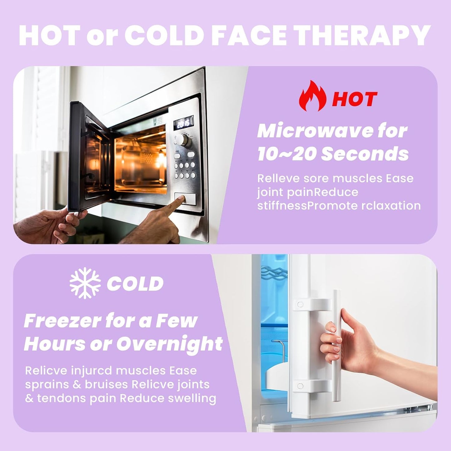 Cold Face Eye Mask Ice Pack Reduce Face Puff,Dark Circles,Gel Hot Cold Compress,Face SPA for Woman Sleeping, Pressure, Headaches, Skin Care， Purple