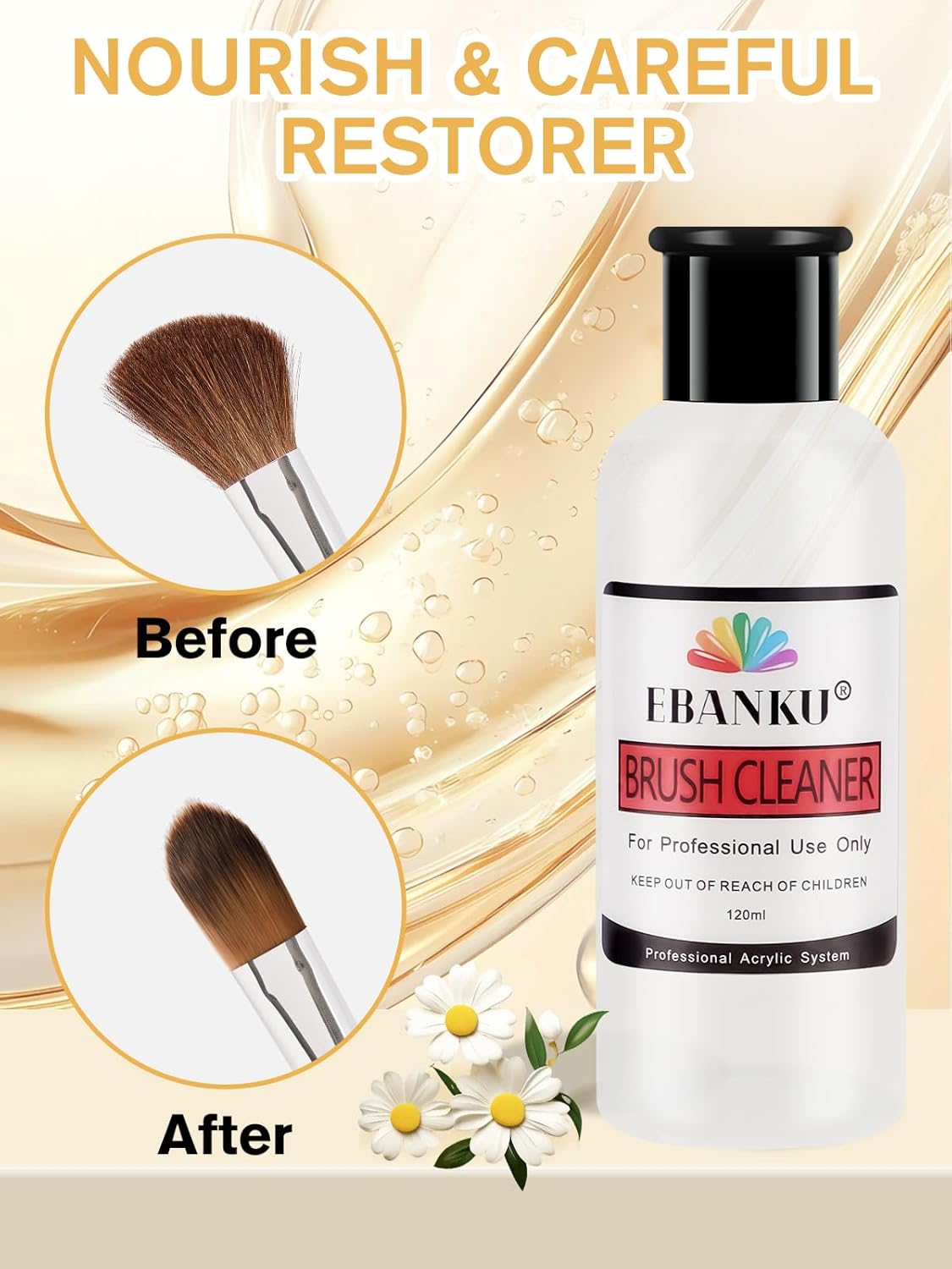 EBANKU 120ml Acrylic Nail Brush Cleaner, 3 in 1 Nail Art Brushes Conditioner Nail Brush Clean Solution Quickly Clean for Solid Gel Polish/Nail Extension Gel