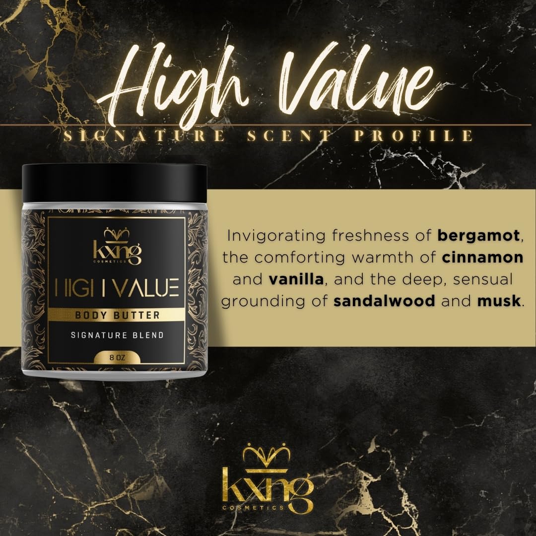 KXNG Cosmetics, Body Butter, Organic Skin Care for Men and Women, Body Moisturizer Lotions and Creams, Raw Shea Butter, Cocoa Butter, Mango, Coconut Oil, Hand, Foot, All Skin Types (High Value XL)