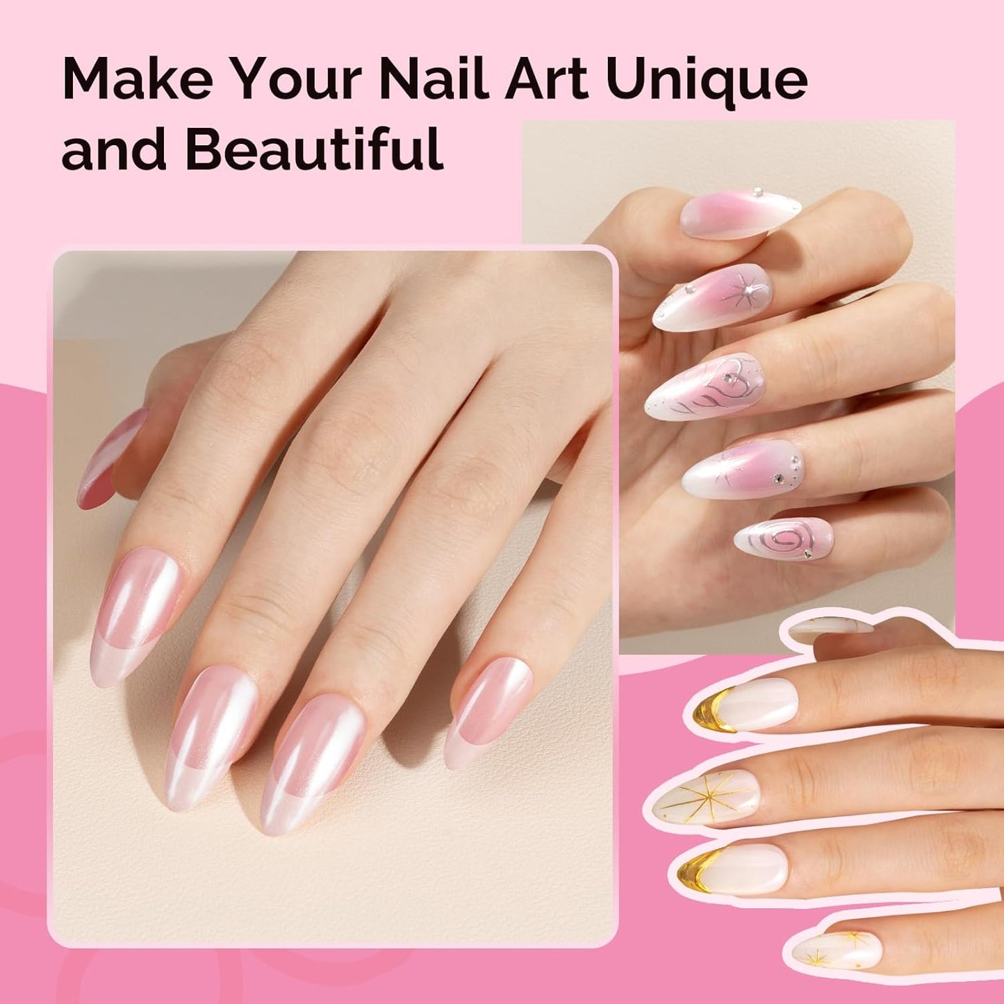 MelodySusie 4Pcs Chrome Nail Powder for Gel Nails, Aurora Fine Glitter Powder Mirror Effect Pigment Pearlescent Mermaid Pigment Pearl Glitter for Home DIY Salon Use