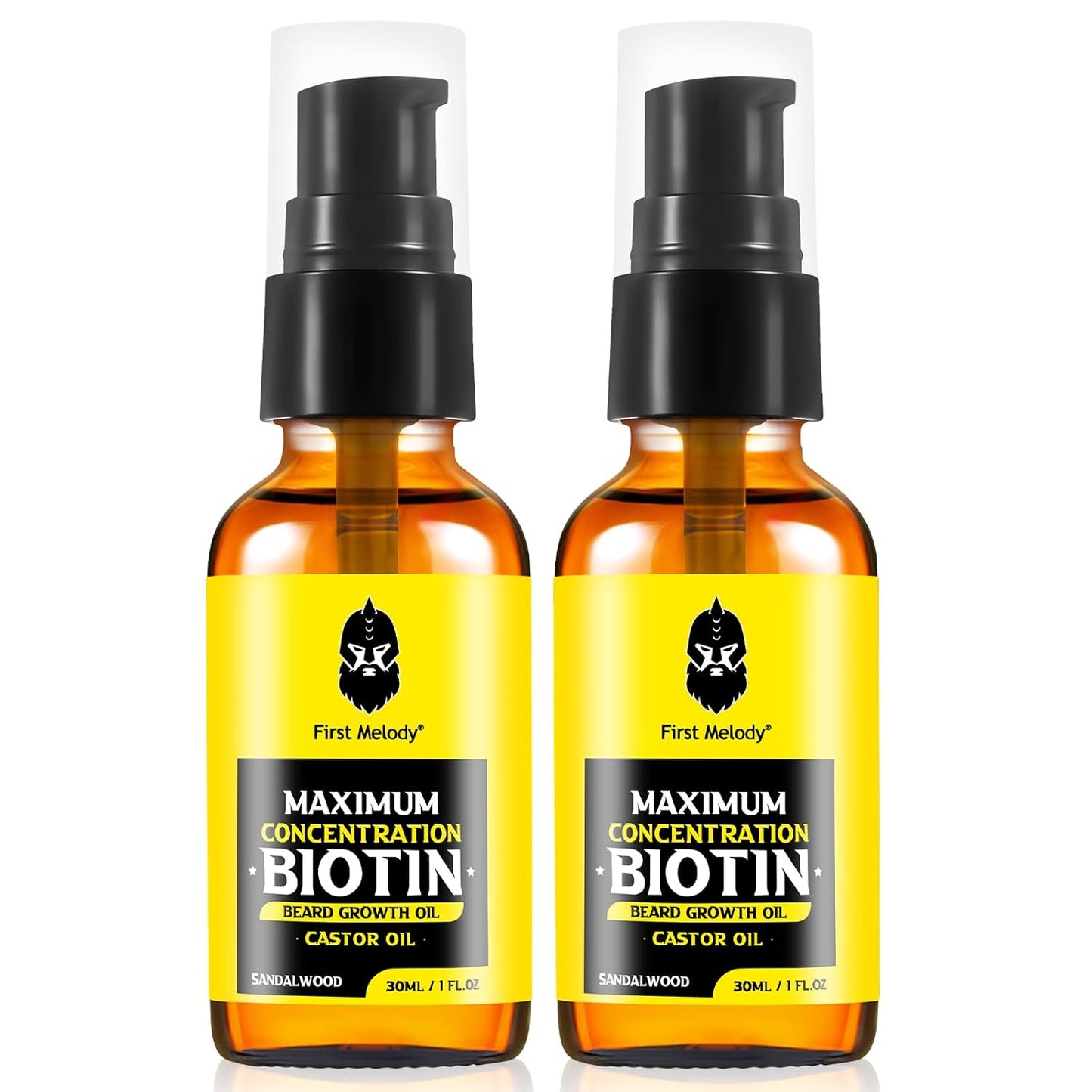 Beard Oil,Maximun Thickening Biotin, with Castor Oil and Argan & Jojoba Oils, Promotes Beard Growth, Styles, Strengthens & Softens Beards & Mustaches,1 Ounce*2（2 Pack）