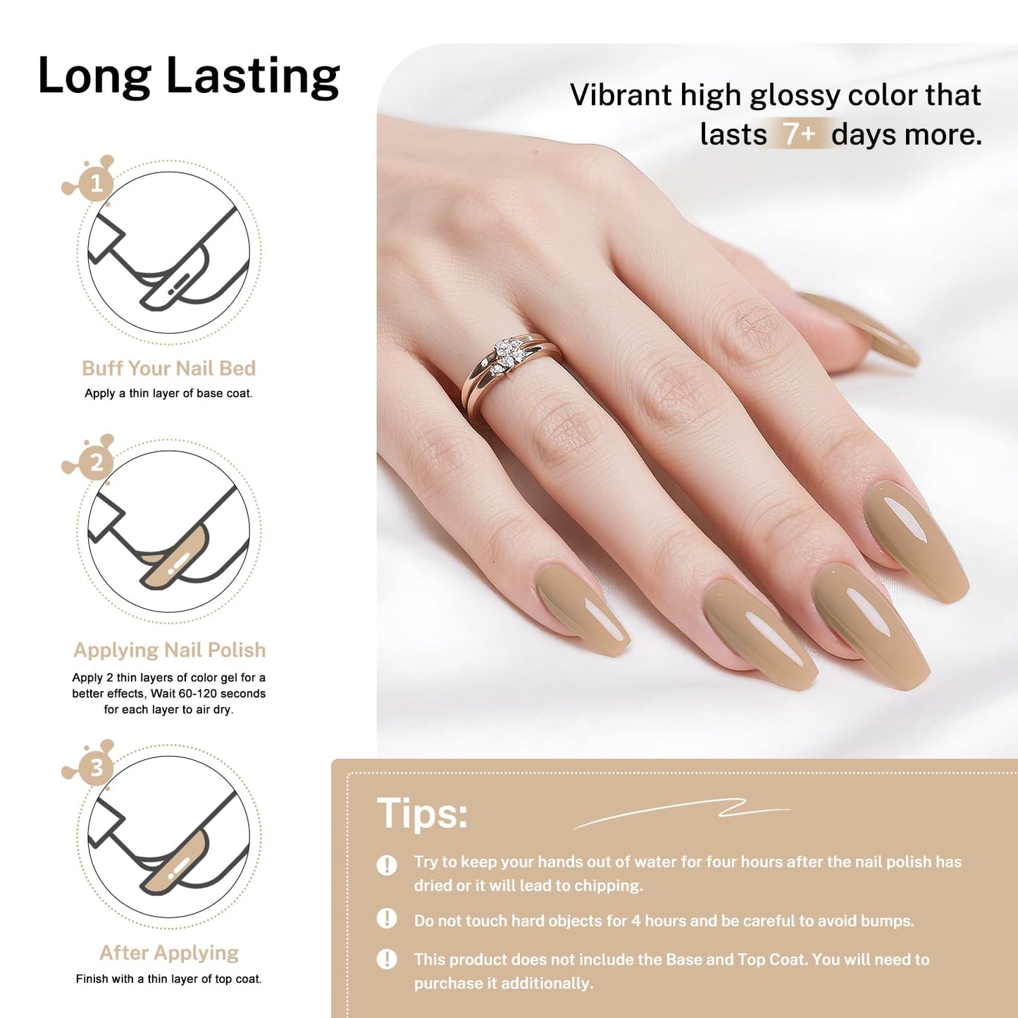 16.5ml Nude Brown Nail Polish Large Volume Quick Drying Nail Polish, Fast Drying and Long Lasting Color Nail Art DIY Home Manicure Gift for Women