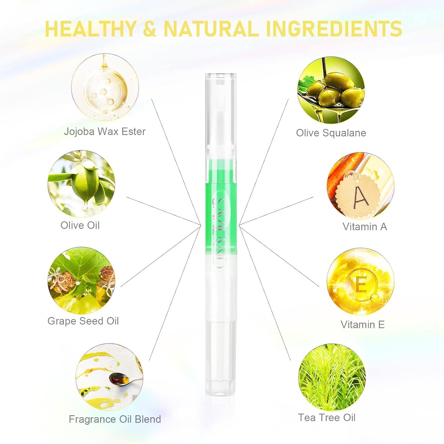 SAVILAND Natural Cuticle Oil Pen: 6PCS Revitalizing Cuticle Oil for Nails with Vitamin E Repaired Cuticles Overnight Cuticle Softener Nail Strengthener Protector for Damaged Skin Thin Nail