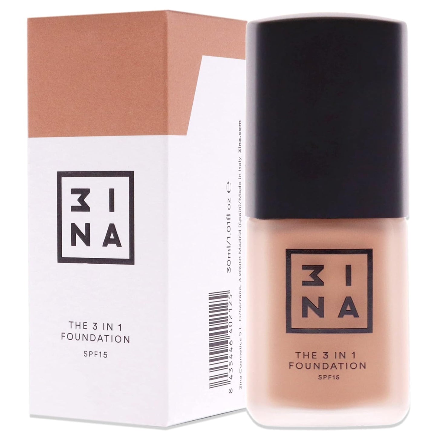 3INA The 3-In-1 Foundation 205 - Vegan Formula - Combination Of Primer, Concealer And Foundation - Medium Coverage - Natural Finish - Perfect For Covering Lines And Blemishes - Long Lasting - 1.01 Oz