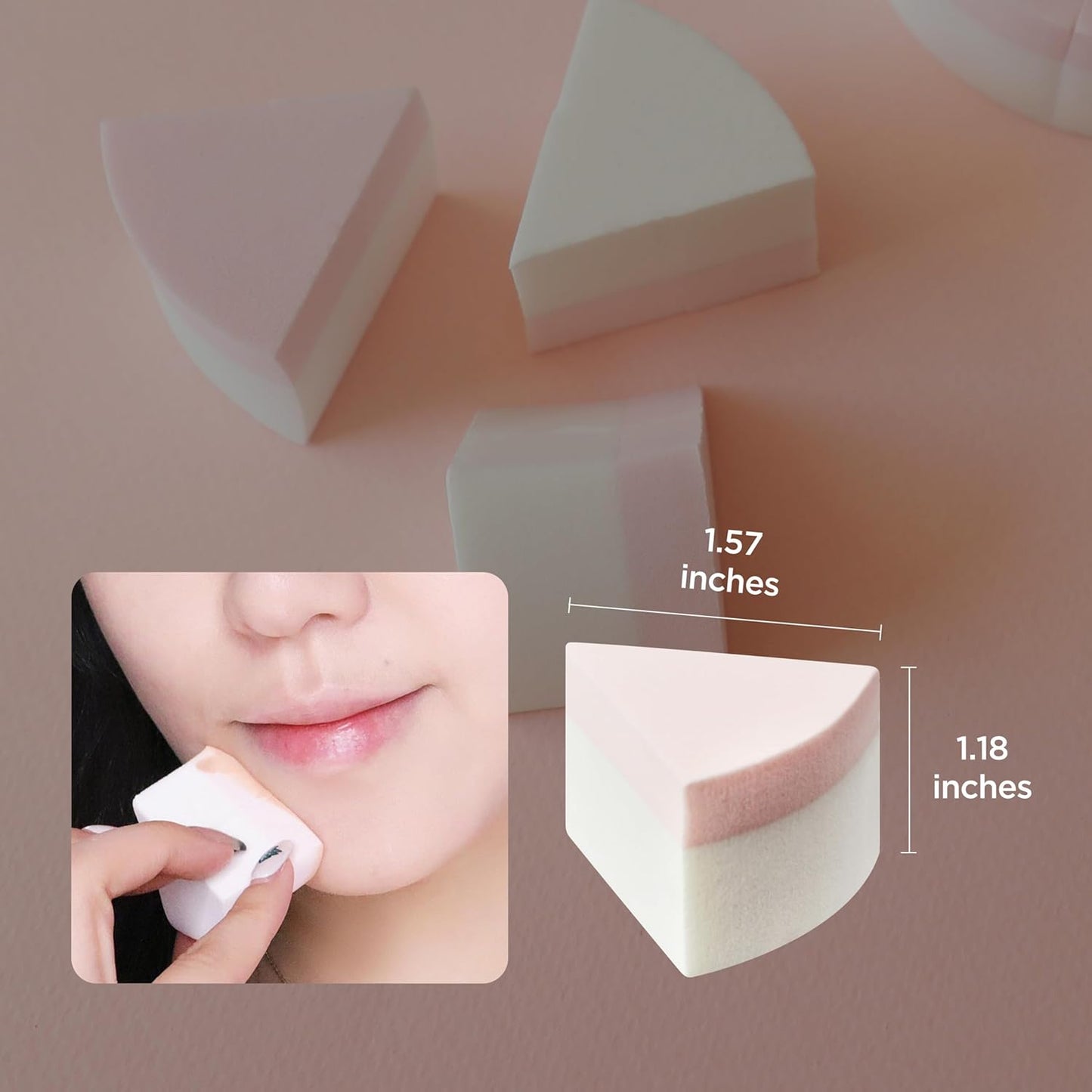 Piccasso Latex Round Makeup Sponges 6P – Hydrophilic Foundation Sponges for Makeup, Dewy & Matte Finish, Triangular Face Sponges for Precise Blending, Ideal for Base Makeup Application