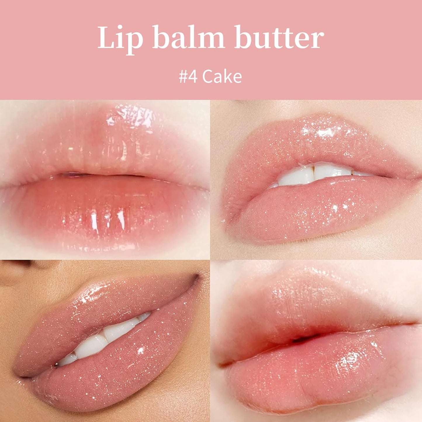 Summer Special Lip Butter Balm - Ultra-Hydrating, Nourishing Lip Care with Natural Ingredients, Shea Butter & Olive Butter, Soothes & Softens Dry Lips (#4 Cake (glitter), 0.5 Fl Oz (Pack of 1))