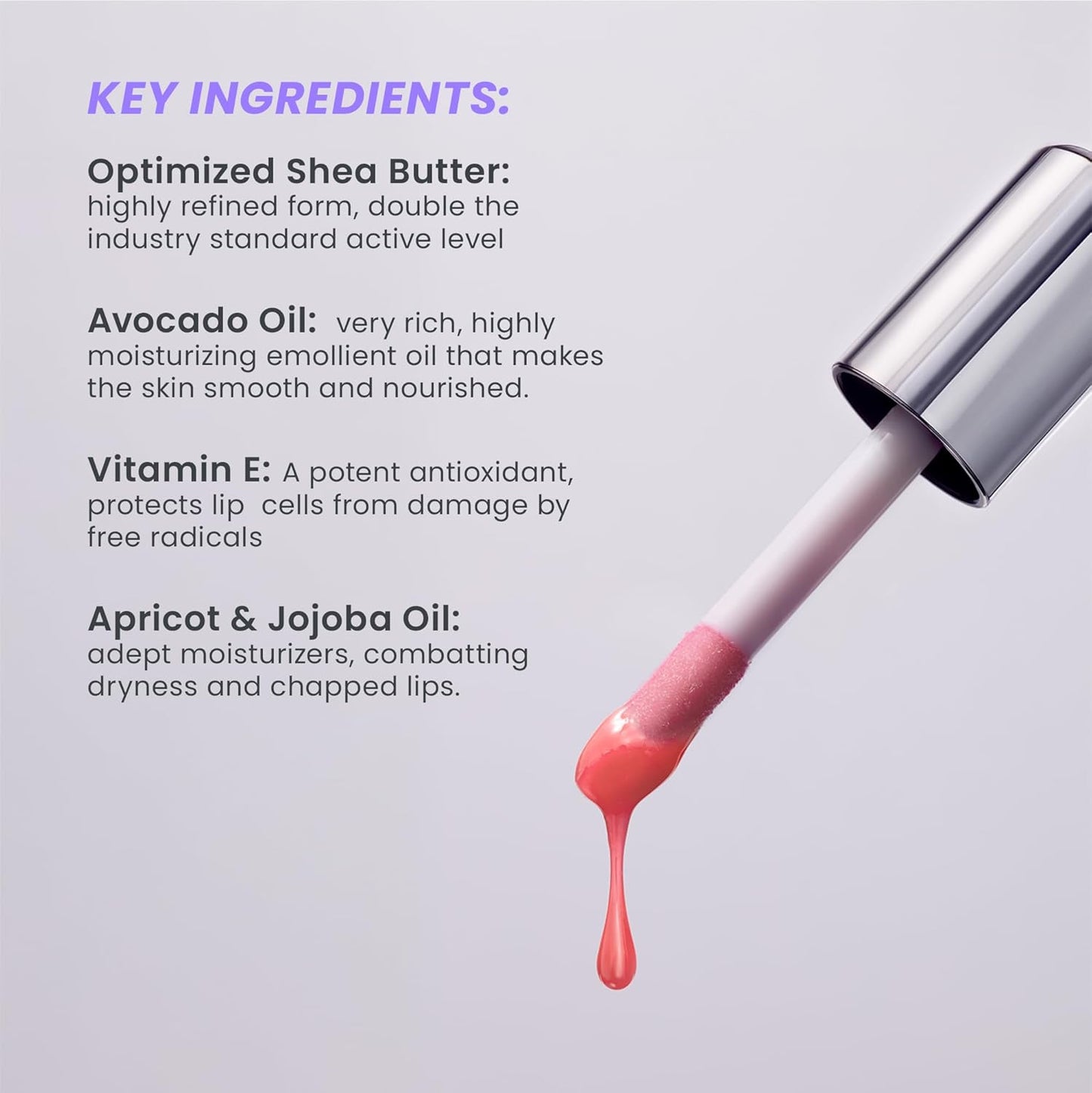 Wonderskin Lip Oil Rehab Serum - Tinted Lip Oil, Hydrating, Moisturizing, and Non-Sticky Coral Pink Tint Serum for Dry Lips (Lover)