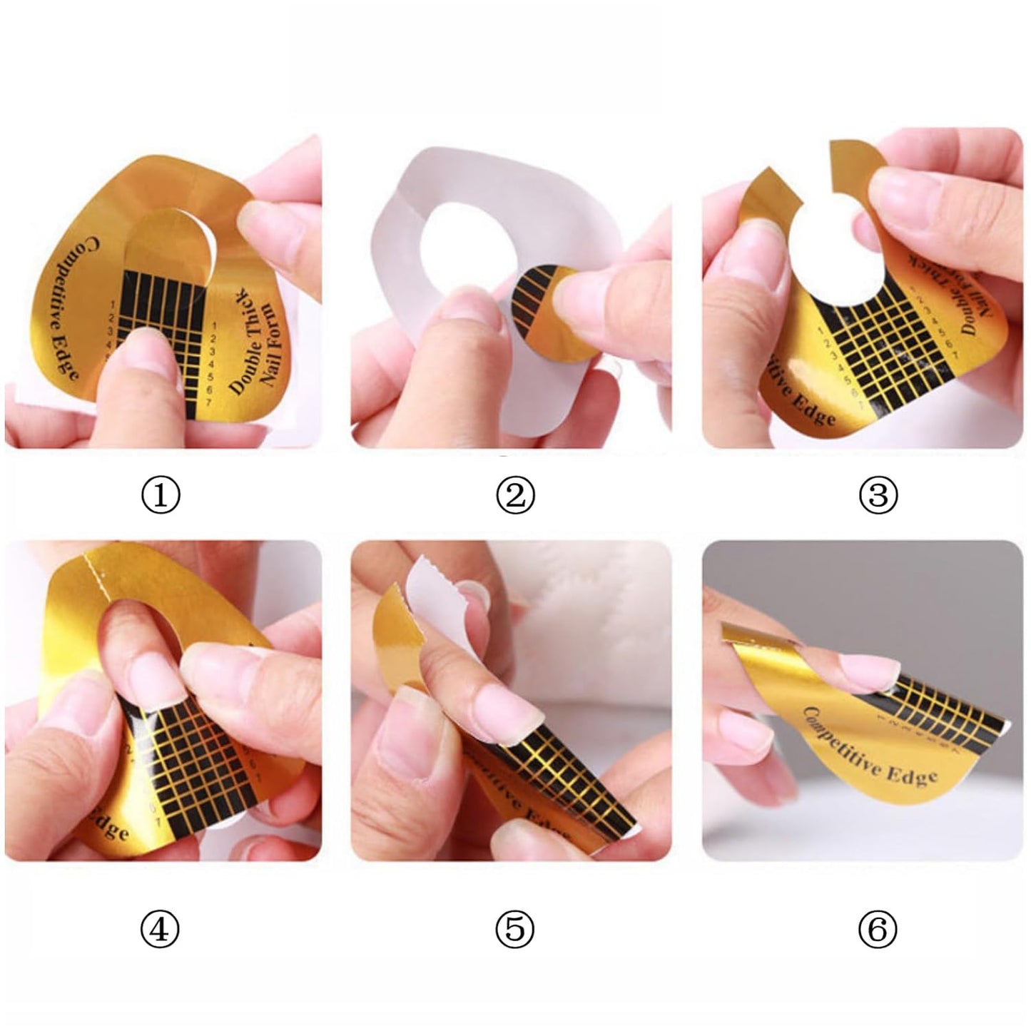 500 Pcs Nail Forms Gold Horseshoe Nail Extension Guide Paper Forms for Builder Gel, Polygel, Acrylic Nails