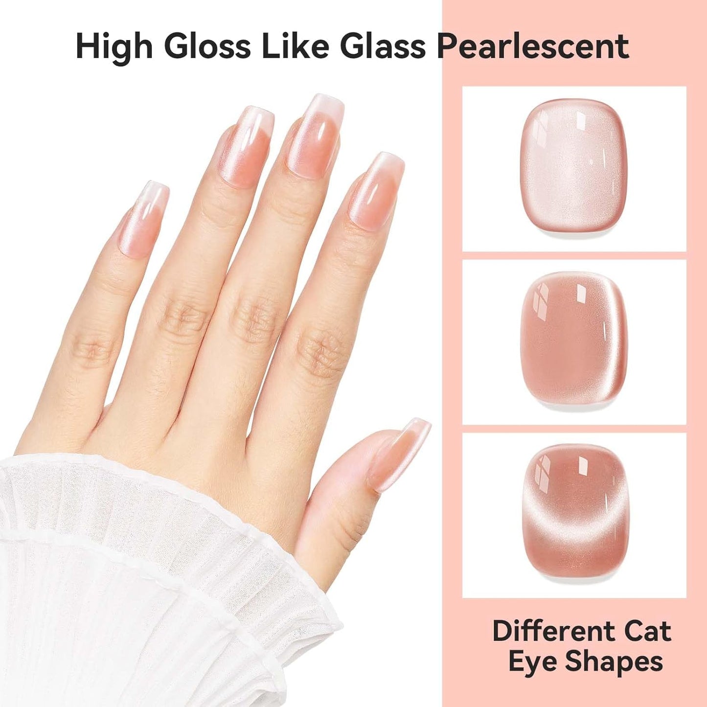 Cat Eye Gel Nail Polish, Moonlight Cateye Gel Polish 12ML Magnetic Nail Polish Holographic Glitter Mirror Glass Ceramics Smoothie UV Gels for Nail Art Manicure DIY at Home 1PC