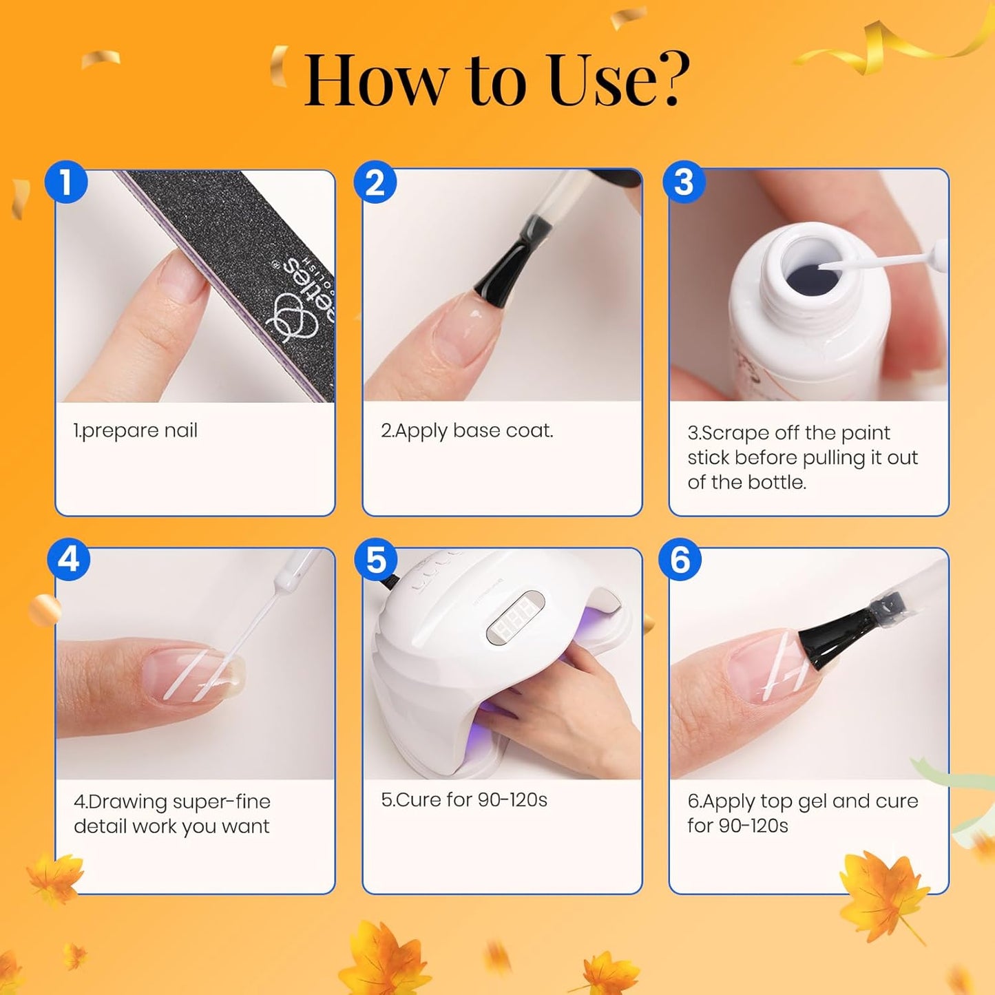 beetles Gel Polish Swirl Nail Art White Gel Liner Nail Polish 1 pcs 7ml Classic White Color Nails Art Paint for Thin French Tip Line Soak off Uv Lamp Manicure Salon