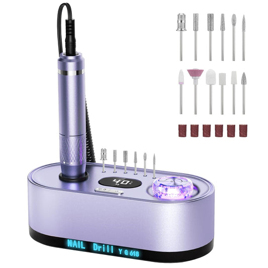 Electric Nail Drill Professional: 40000RPM Electric Nail File Kit E File Nail Drill Machine with LCD Display for Acrylic Gel Nail, Manicure Pedicure Polishing Nail Grinder for Salon Home Use