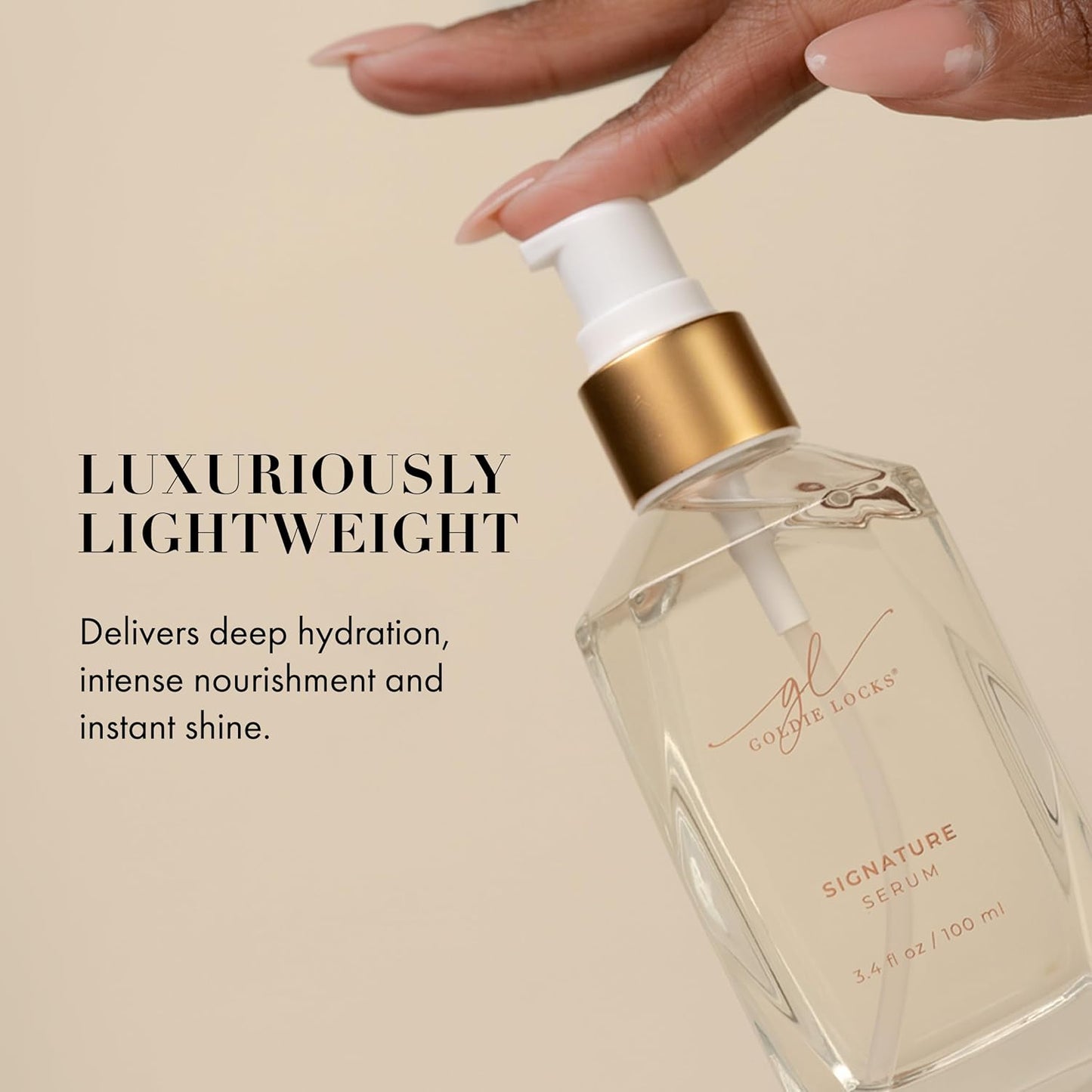 Goldie Locks Signature Hair Serum - Anti-Frizz and Humidity Control - Lightweight Shine Enhancer - Safe for Extensions and Color-Treated Hair - Protein-Free - 1.7 fl oz