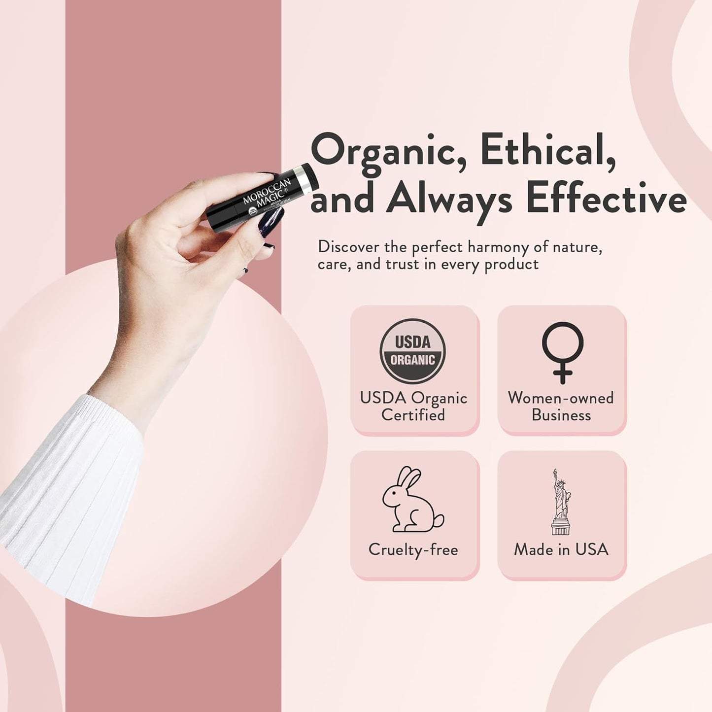 Moroccan Magic Organic Unscented Lip Balm 3 Pack | Ultra-Hydrating Argan Oil Lip Moisturizer + Vitamin E | Natural Chapstick for Dry Lips | Smooth, Non-Toxic | Organic Lip Balm