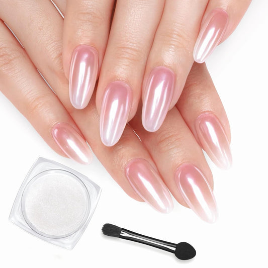 Beetles Pearl Chrome Nail Powder White for Mirror Effect Gel Cromer Nail Powder Nails Glitter Manicure Holographic Pigment Nails Art Design Gifts for Women