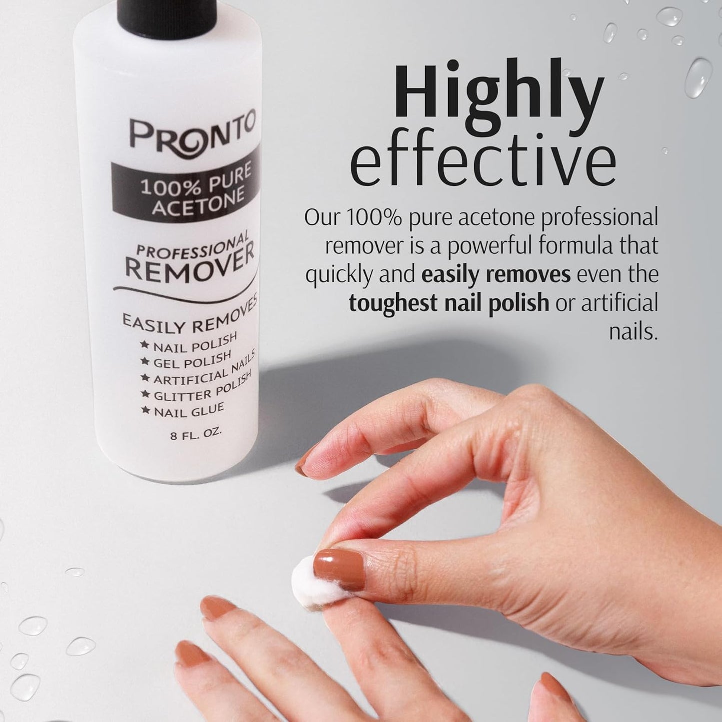 Pronto 100% Acetone Nail Polish Remover - Gel Polish Remover for Nails | Acetone Nail Polish Remover & Remover For Nails, Glue, Gel, Acrylic & Dip | 100 Percent Pure Acetone, 16 Fl oz (Pack of 1)