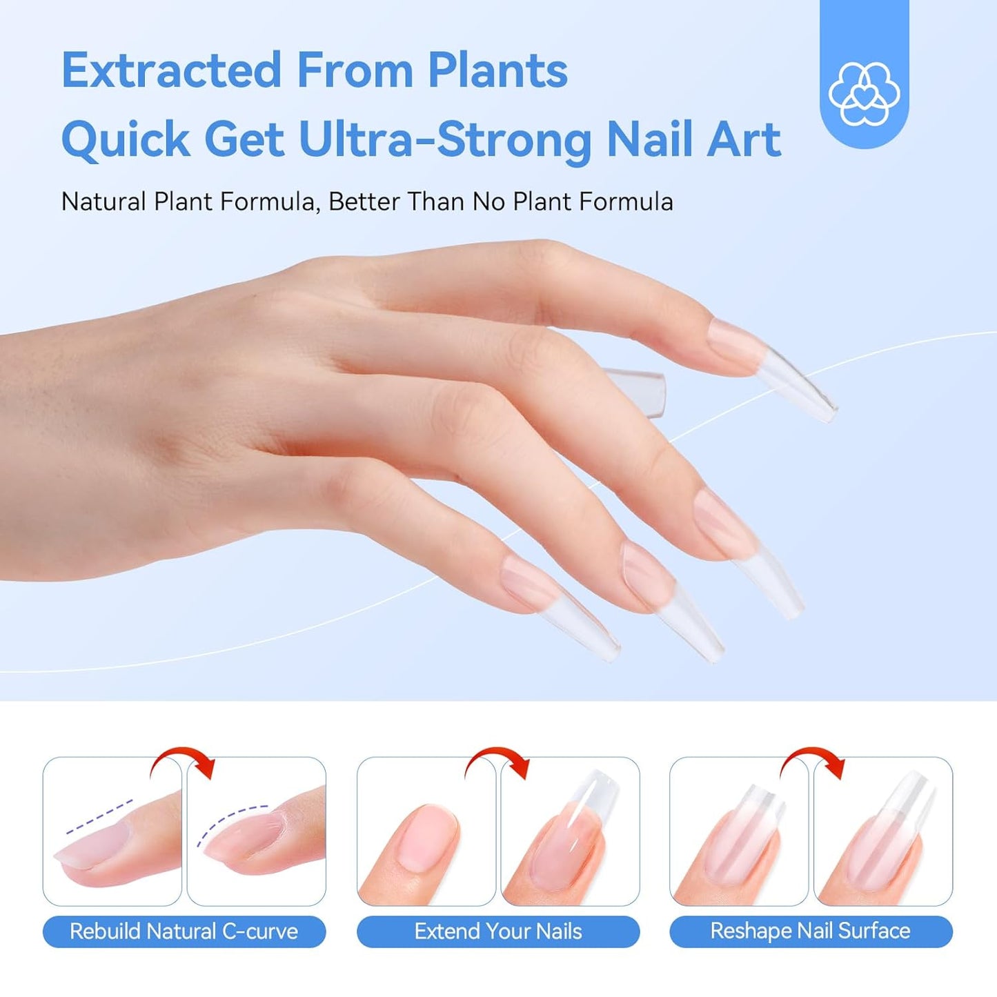 SAVILAND Clear Builder Nail Gel Kit: 3 Pcs 15ml Builder Nail Gel Base Top Gels with Castor Oil Vitamin E Apex Building for Thickening Extension Strengthening Repair Nails Art DIY Home Salon Gift Set