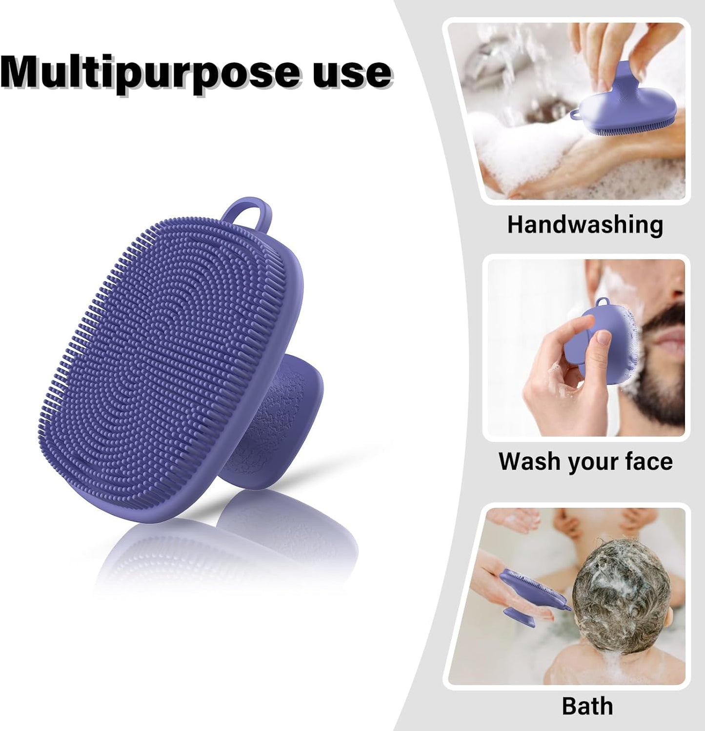 2 Pack Face Scrubber,Silicone Facial Cleansing Brush for Men & Women,Reusable Gentle Facial Waterproof Cleansing Skin Brush Exfoliating Scrubber for Sensitive Skin (Gray+Purple)