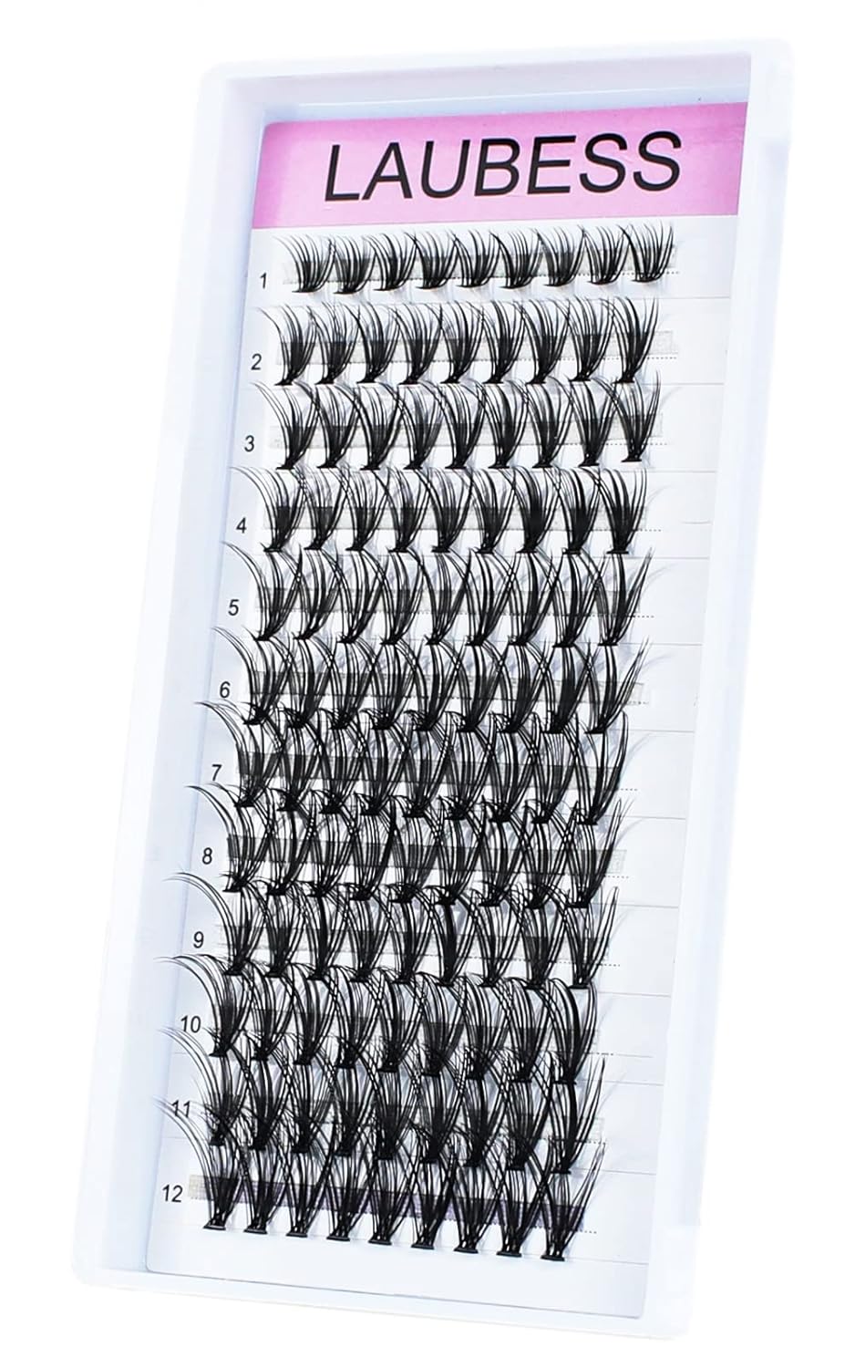 Lash Clusters LAUBESS Individual Lashes Waterproof Eyelash Clusters Mixed Tray Cluster Eyelash Extensions Soft Cluster Lashes for Beginners(20D-D-12)