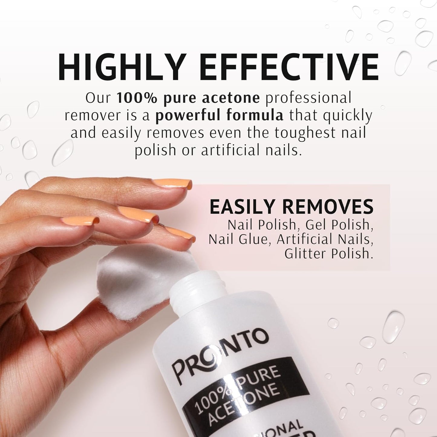 Pronto Acetone Nail Polish Remover 8 Fl Oz with Manicure Kit - Includes Nail File, Buffer, Pusher, Scraper - Pure Acetone 100 Percent - Quick & Professional Gel Acrylic Nail Remover Kit