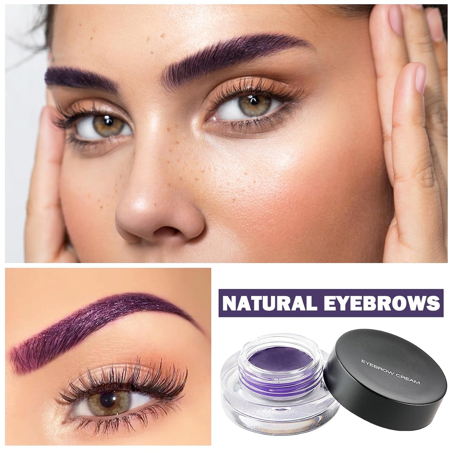 Eyebrow Pomade Cream,Brow Pomade Gel Naturally Long Lasting Waterproof,Delicate and Smooth Eye Brow Makeup Cosmetics with Eyebrow Brush - Purple