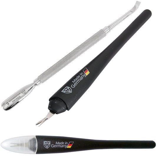 3 Swords Germany - Brand Quality Cuticle Knife Trimmer Remover Cutter (1pc.) and Cuticle Pusher Scratcher (1 pc.) Made in Germany
