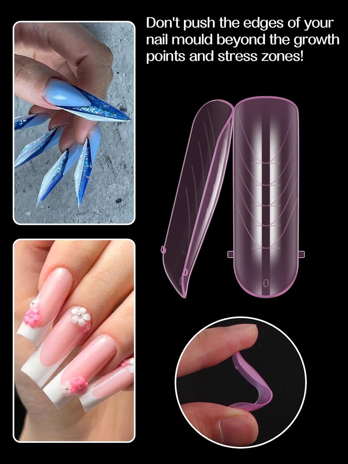 TOROKOM Dual Nail Forms for Poly Nail Gel, 4 Shapes Colorful Structure Poly Nail Gel Stiletto Square Nail Molds for Builder Gel Poly Extension Gel Nail Art Design Salon&DIY, 96 PCS