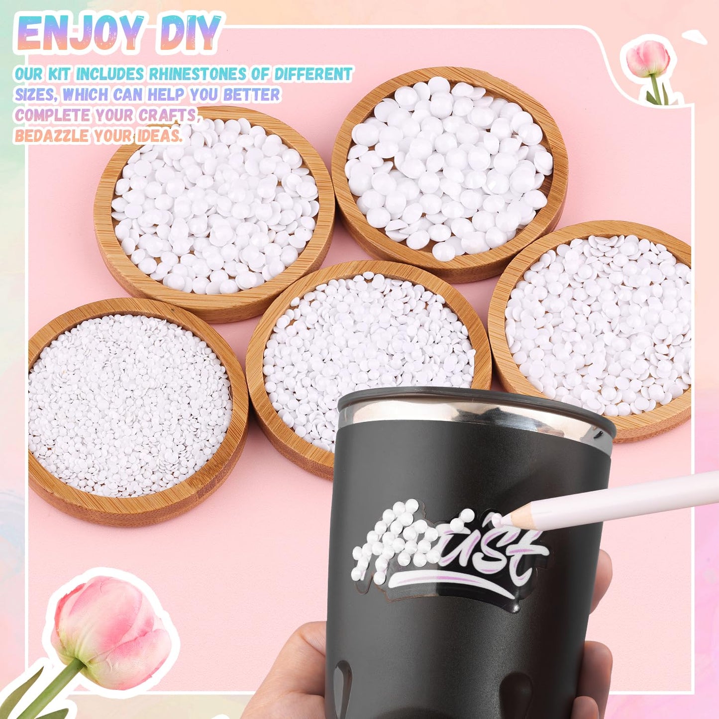 30000Pcs Resin White Rhinestones for Bedazzling Crafting with b7000 Jewelry Glue, Bulk Flatback Gems Bedazzler Kit for Crafts Clothes Shoes Fabric Nail Diamond Art, Assorted Size 2/3/4/5/6mm