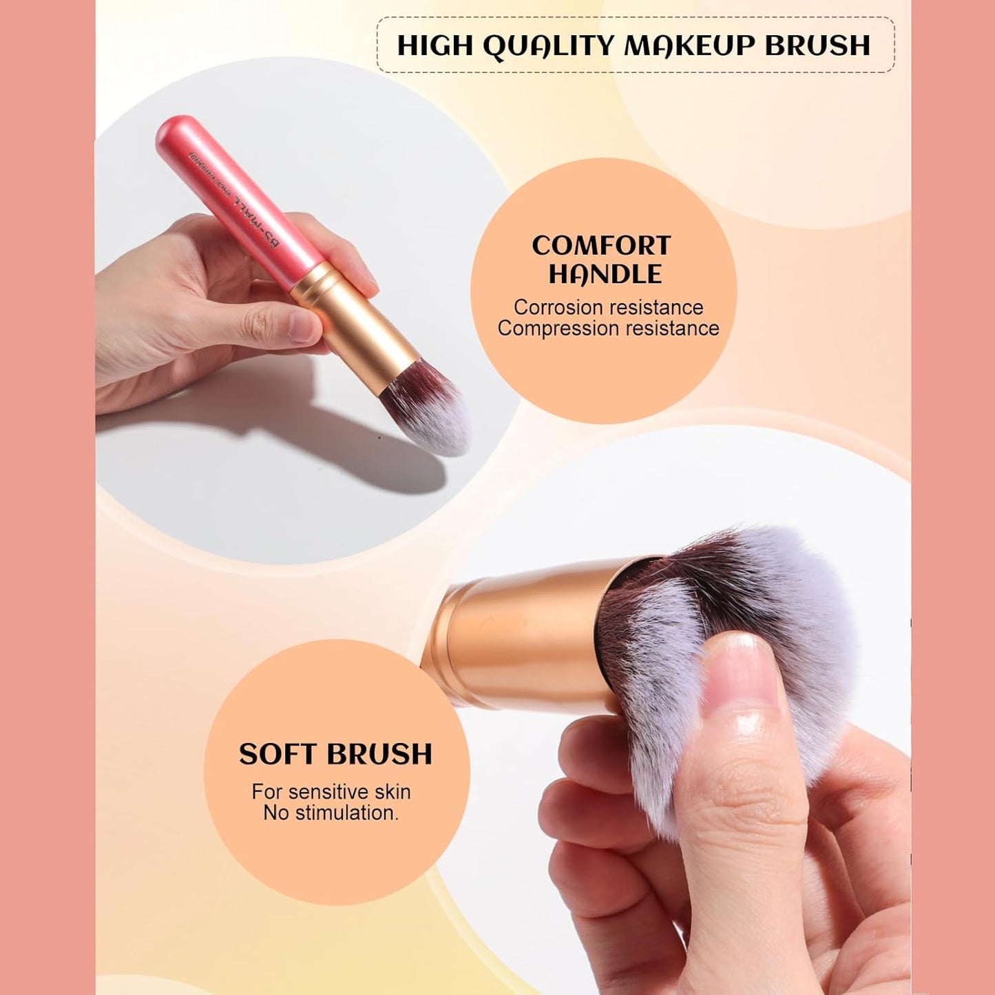 BS-MALL New 14 Pcs Makeup Brushes Premium Synthetic Kabuki Makeup Brush Set Cosmetics Foundation Blending Blush Eyeliner Face Powder Brush Makeup Brush Kit(golden Pink)
