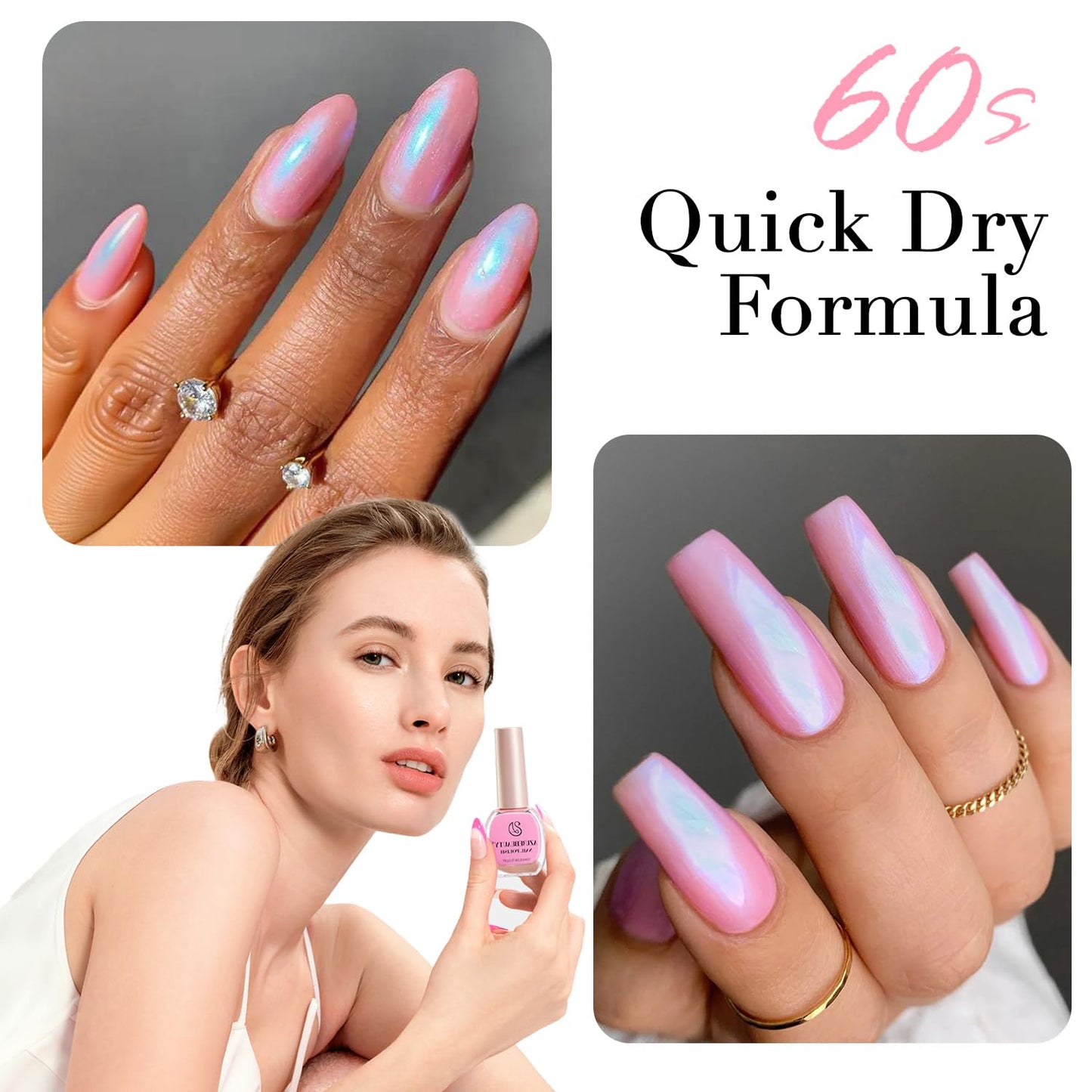 AZUREBEAUTY Pearl Pink Nail Polish Quick Dry Shimmer Light Pink Natural Nail Lacquer Fingernail Polish High Shine Salon-Quality Women Gift