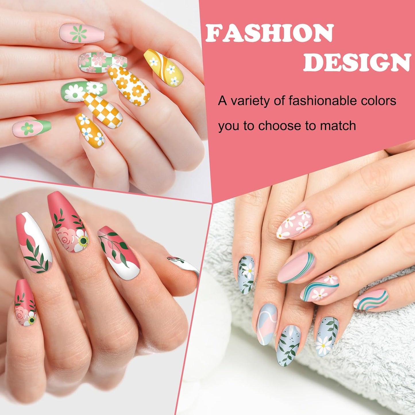 Whaline 6Pcs Simple Floral Nail Plates Stamping Set Flower Leaves Stamp Templates Nail Art Plates for DIY Print Manicure Salon Design Gift