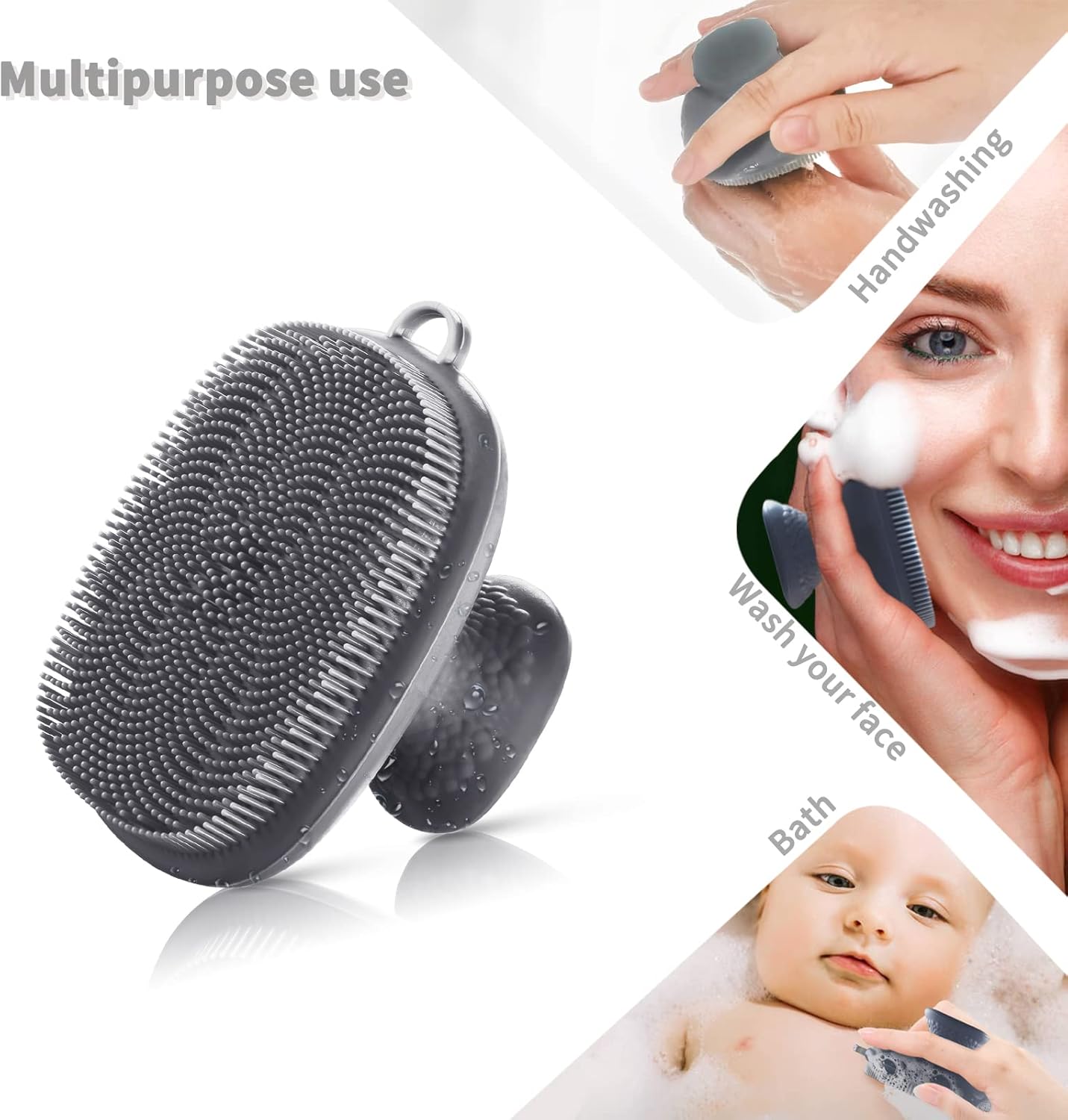 VWMYQ Face Scrubber Face Scrubber for Men Facial Cleansing Brush Silicone Face Wash Brush Manual Waterproof Cleansing Skin Care Face Brushes for and Exfoliating (Gray)