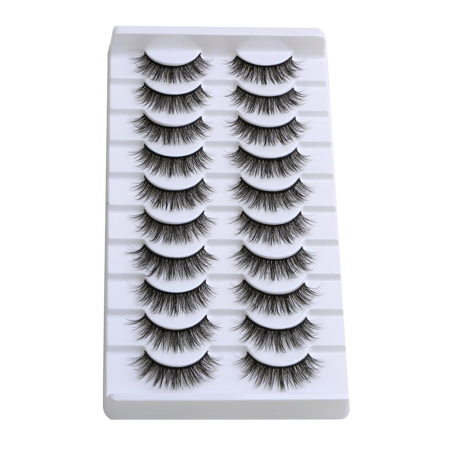 SUNWELL False Eyelashes 14mm Mink Lashes Natural Look 3D Faux Mink Lashes Manga Lashes Strips Soft Wispy Luxury Volume Fake Lashes 10 Pairs Pack