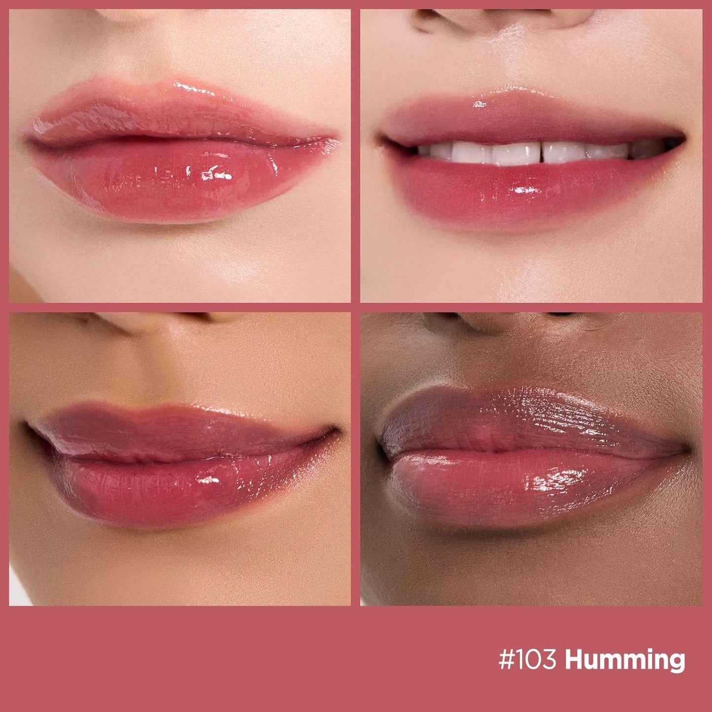 Laka Fruity Glam Tint, 4.5g/0.15 oz., Glowing Lip Stain with Wide Color Spectrum, Hydrating & Lightweight Texture, Long-Lasting Bold Stain, Non-Sticky, Vegan, K-Beauty (#103 Humming)