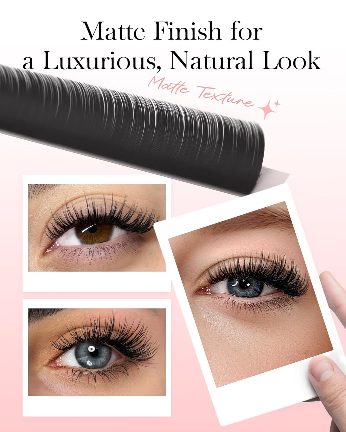 BEYELIAN Flat Eyelash Extension, Ellipse Lash Extensions 0.20 D Curl 13mm 16 Rows Matte Black Eyelash Extension Supplies Classic Lash Extensions Individual Eyelashes Salon Use