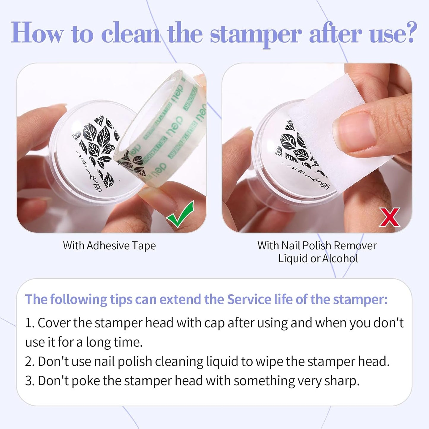 Born Pretty French Tip Nail Stamp, 6PCS Art Stamper With Scrapers, Silicone Stamping Long & Short Jelly Stamper Kit for French Manicure Home DIY Art Salon